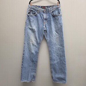 Ariat M4 Low Rise Boot Jeans Mens 32x34 Blue FR Flame Resistant Distressed